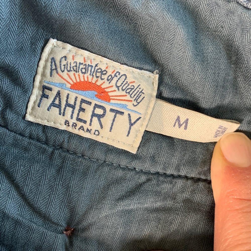 Faherty blue linen drawstring waist tapered leg pants size medium - Picture 7 of 11